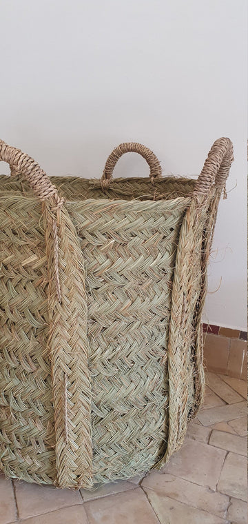 PANIER DE RANGEMENT ROND EN FIBRES TRÉSSÉES FAIT MAIN